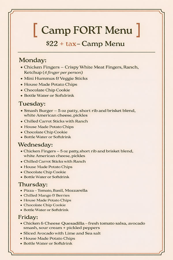 Camp menu