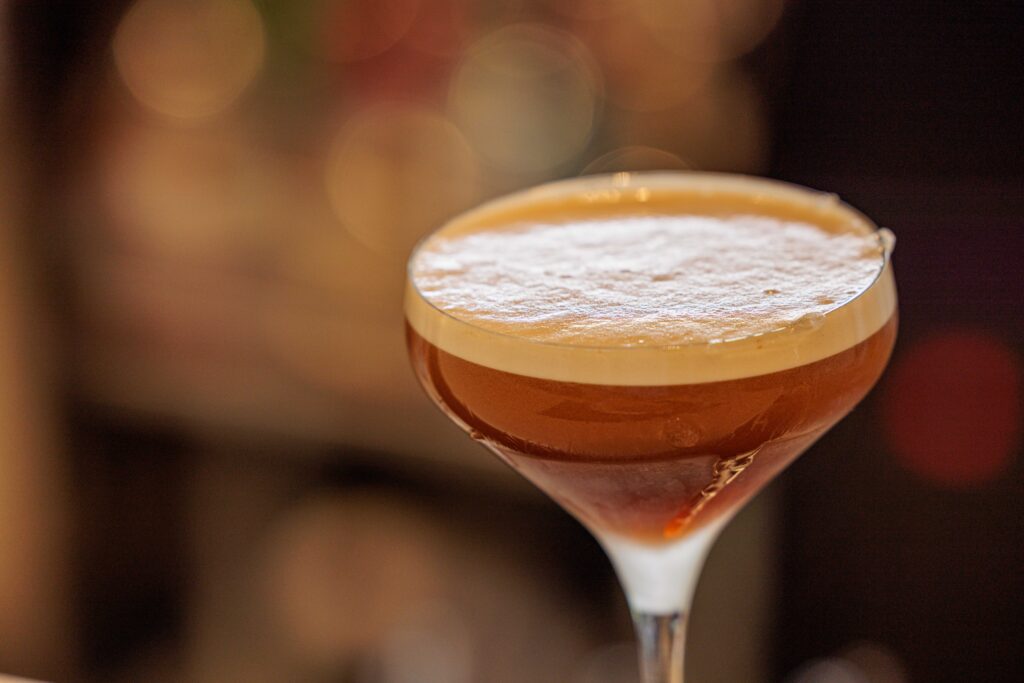 Espresso martini cocktail served at brunch in Fort Lauderdale restaurant 