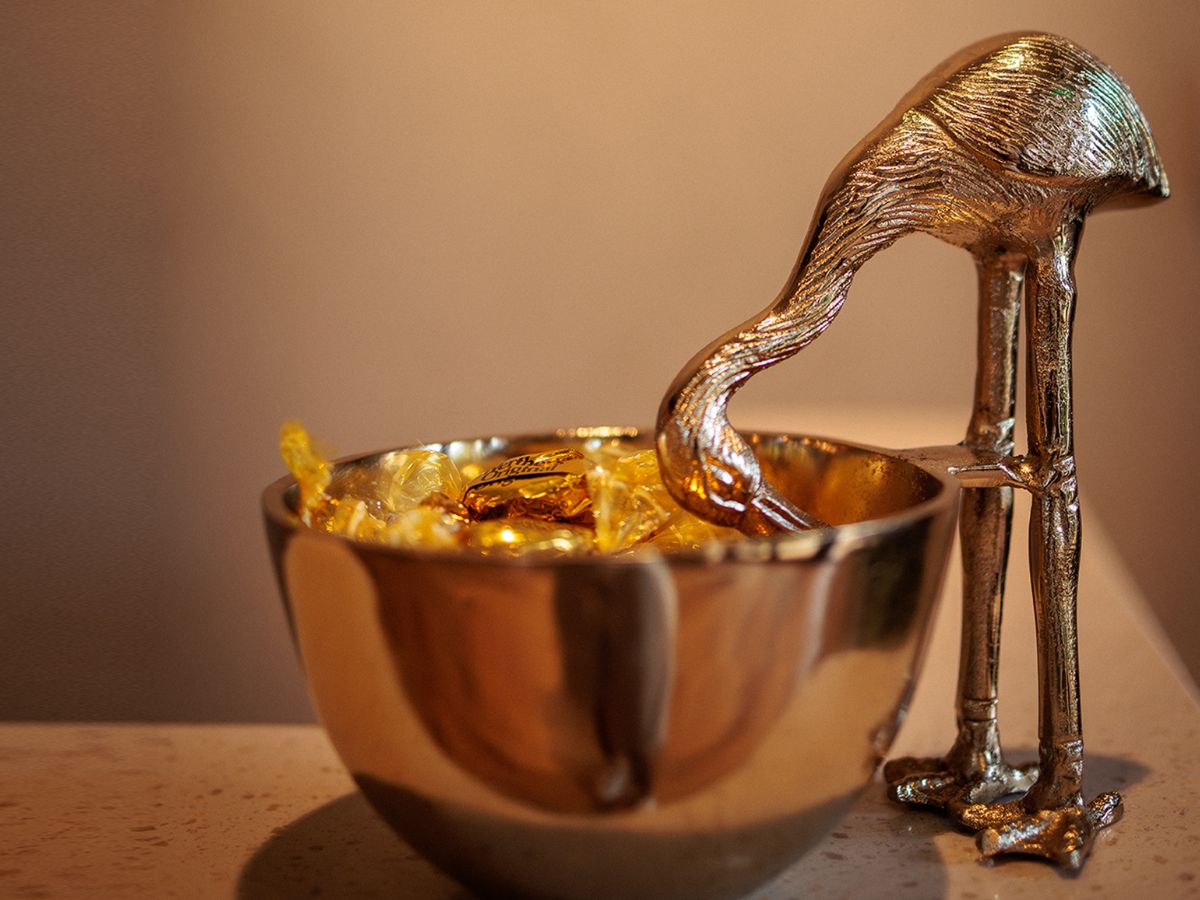 Decorative flamingo ice bucket detail inside Florida Room restaurant