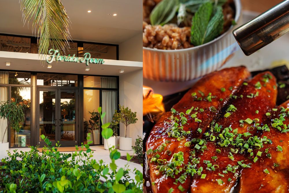 Florida Room restaurant exterior and signature dish in Fort Lauderdale