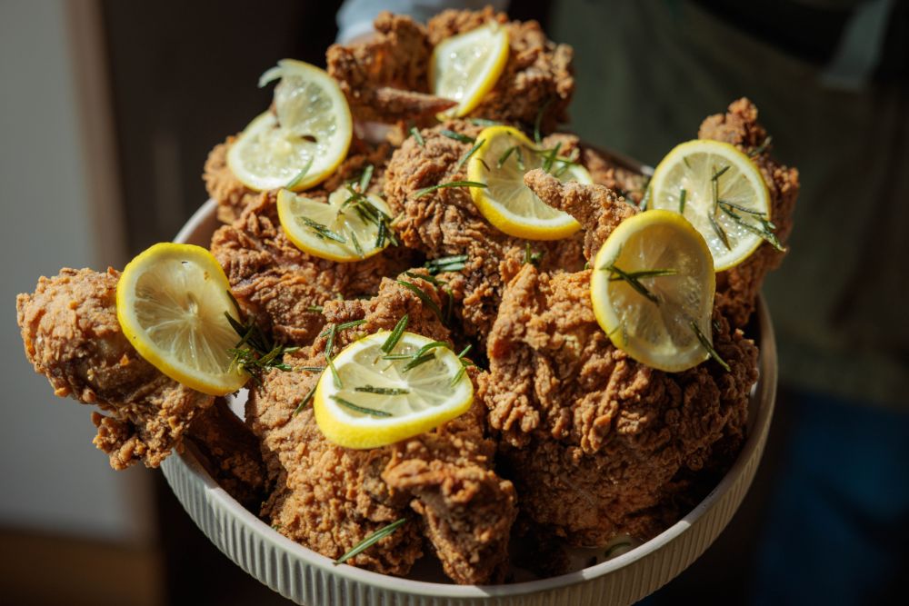 Rosemary lemon fried chicken served at Florida Room chef owned restaurant in Fort Lauderdale.